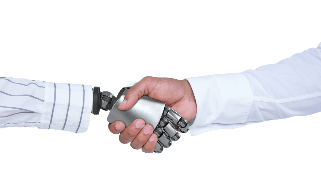 Transparent Handshake Between Human and Robot Representing Futuristic Collaboration