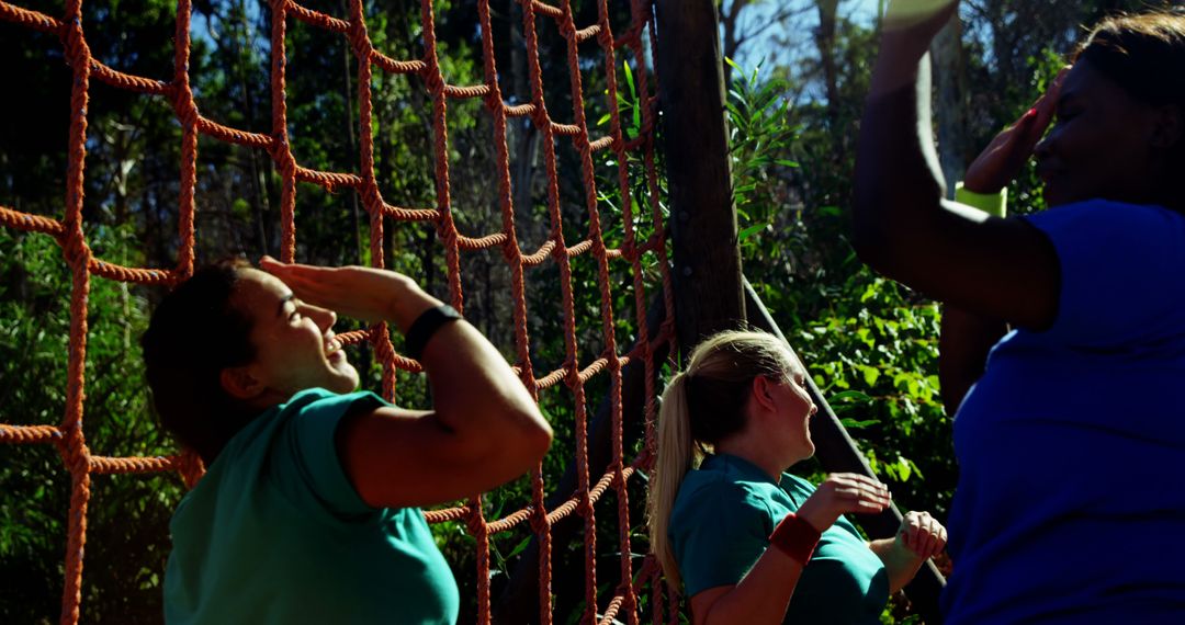 Women Saluting During Obstacle Course Training in Outdoor Location - Free Images, Stock Photos and Pictures on Pikwizard.com