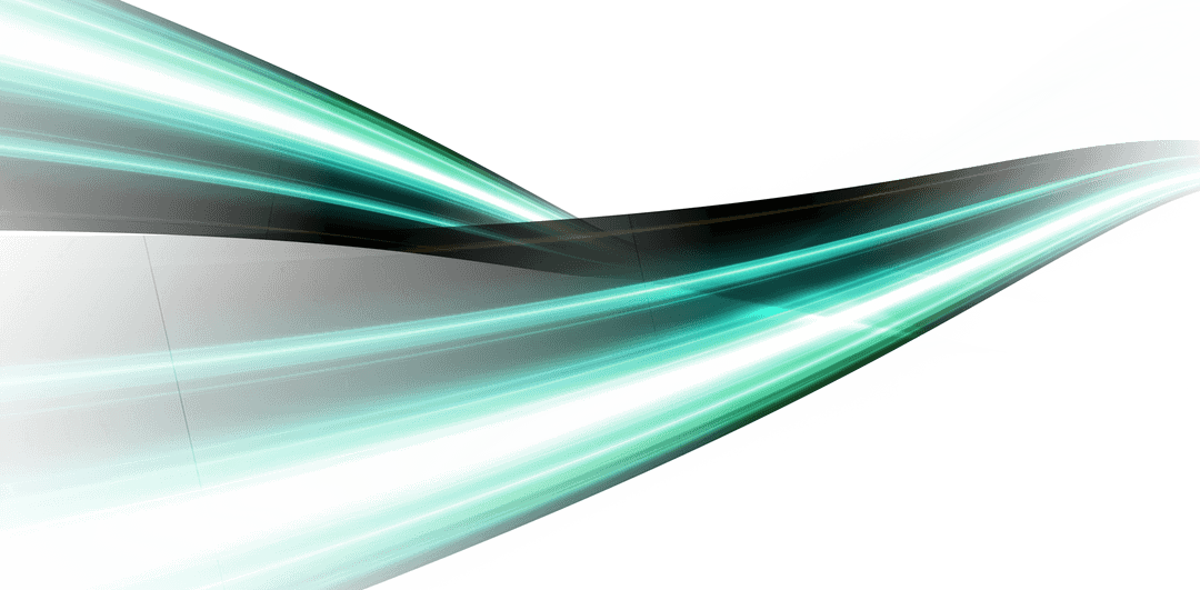 Green Shiny Gradient Wave on Transparent Background