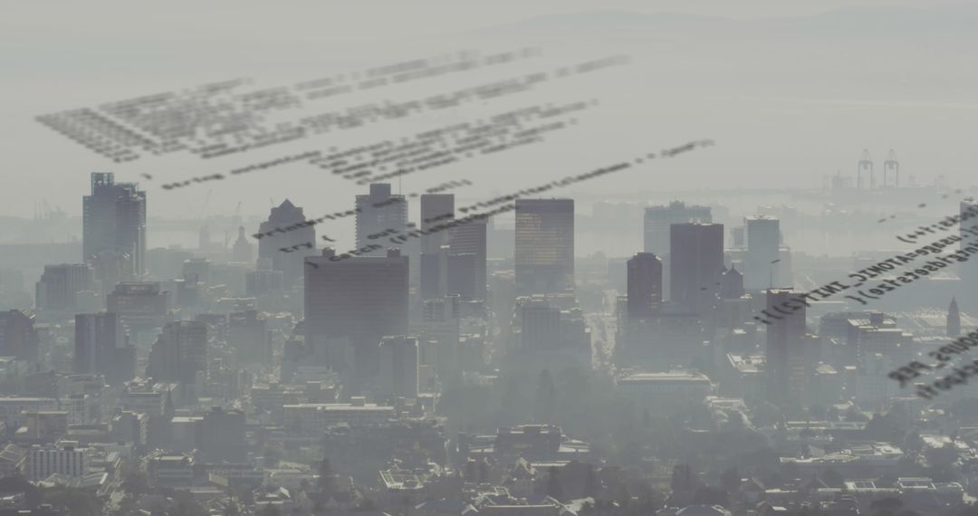 Digital Data Overlapping Urban Cityscape