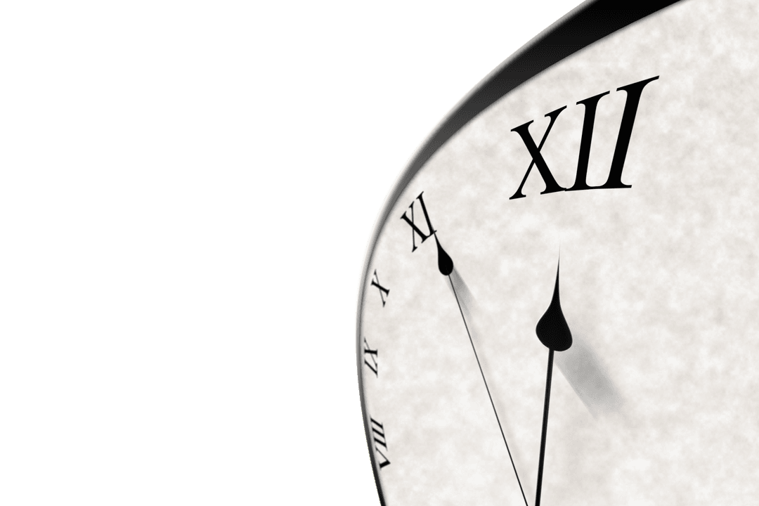 Partially Visible Classic White Clock on Transparent Background