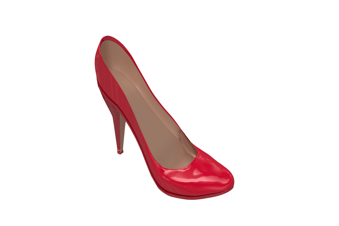 Glossy Red High Heel on Transparent Background