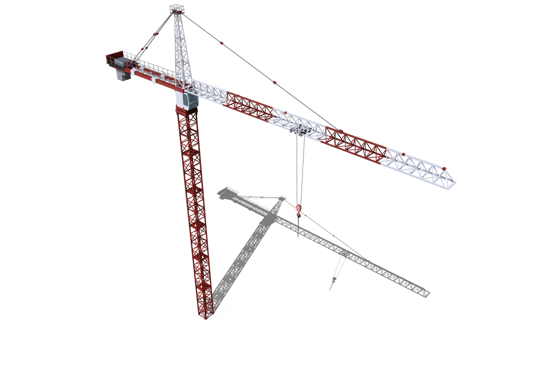 Transparent Construction Crane on Clear Background