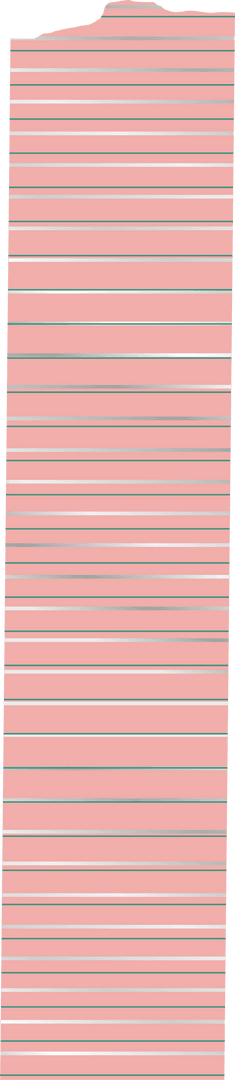 Transparent Flat Design Pink Ruled Paper Sheet with Torn Corner