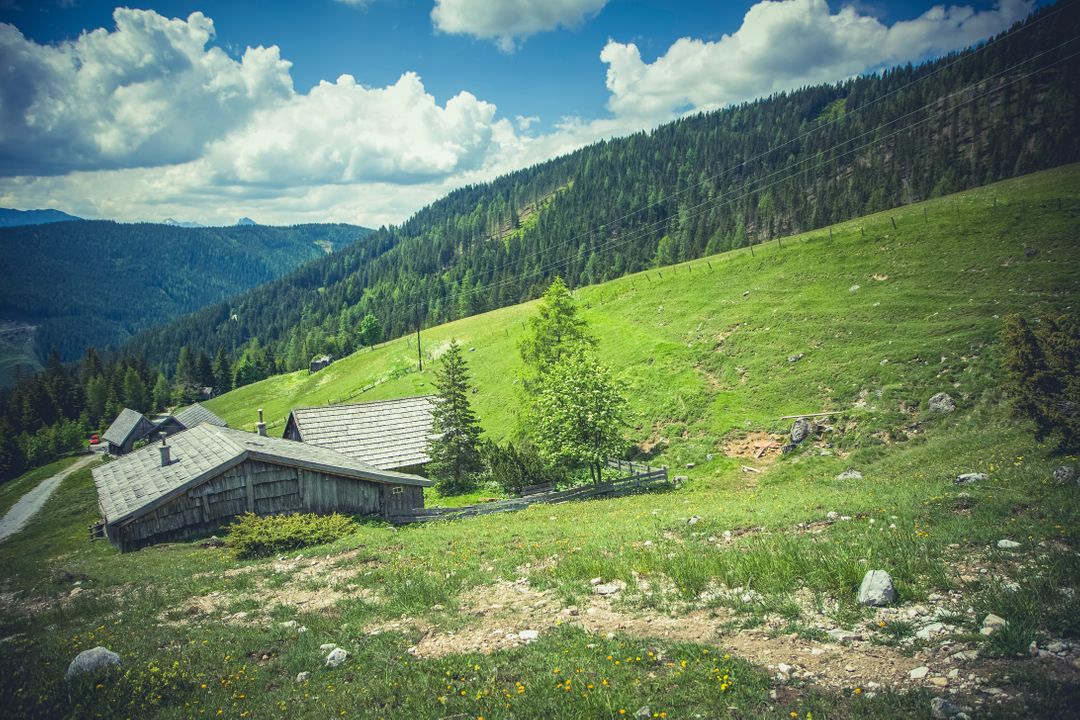 Rustic Wooden Cabins in Tranquil Mountain Landscape - Free Images, Stock Photos and Pictures on Pikwizard.com