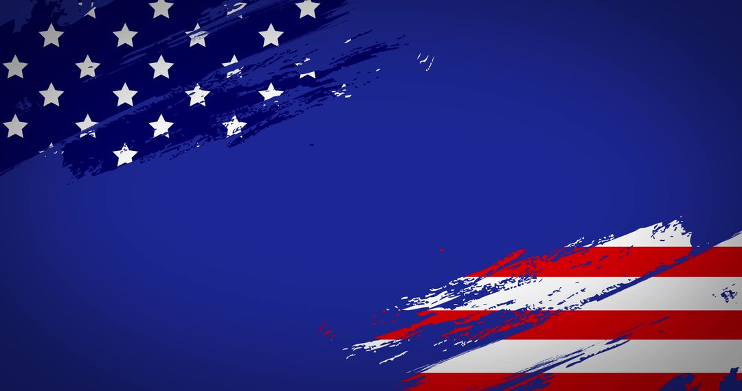 Animated American Flag on Blue Background, Symbol of Democracy