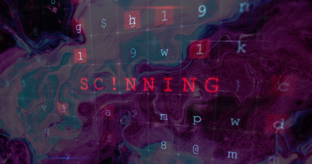 Cyber Security Alert with Glitch Effect on Digital Letters