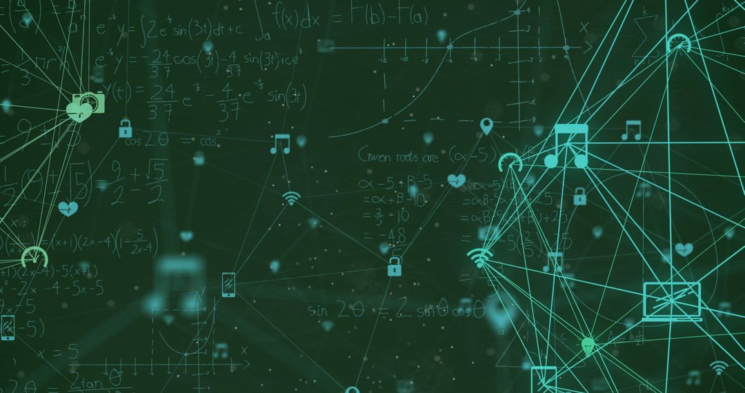 Digital Network Connections with Mathematical Equations Background