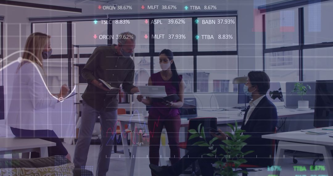 Team Analyzing Financial Data in Modern Workplace