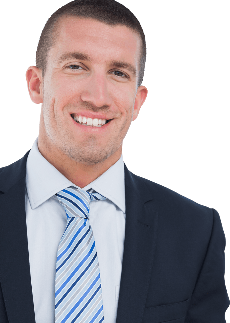 Professional Caucasian Businessman Smiling on Transparent Background