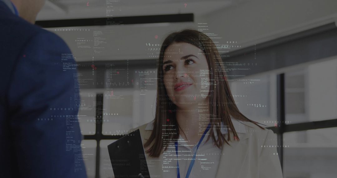 Professional Business Briefing with Colleague in Modern Office Setting