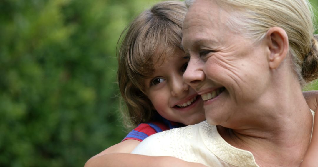 Grandmother and Grandson Joyful Moment in Nature