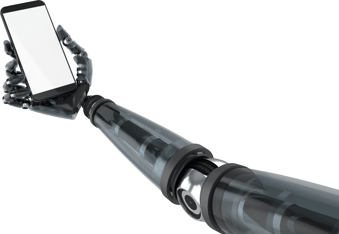 Transparent Background Robot Hand Holding Smartphone Illustration