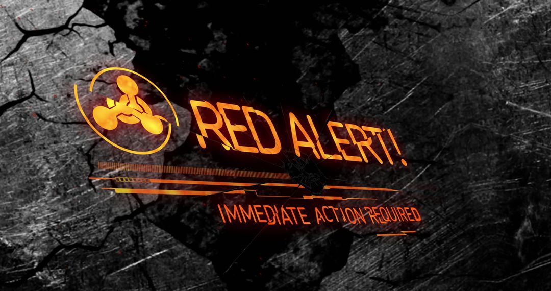 Red Alert Emergency Message on Dark Cracked Background