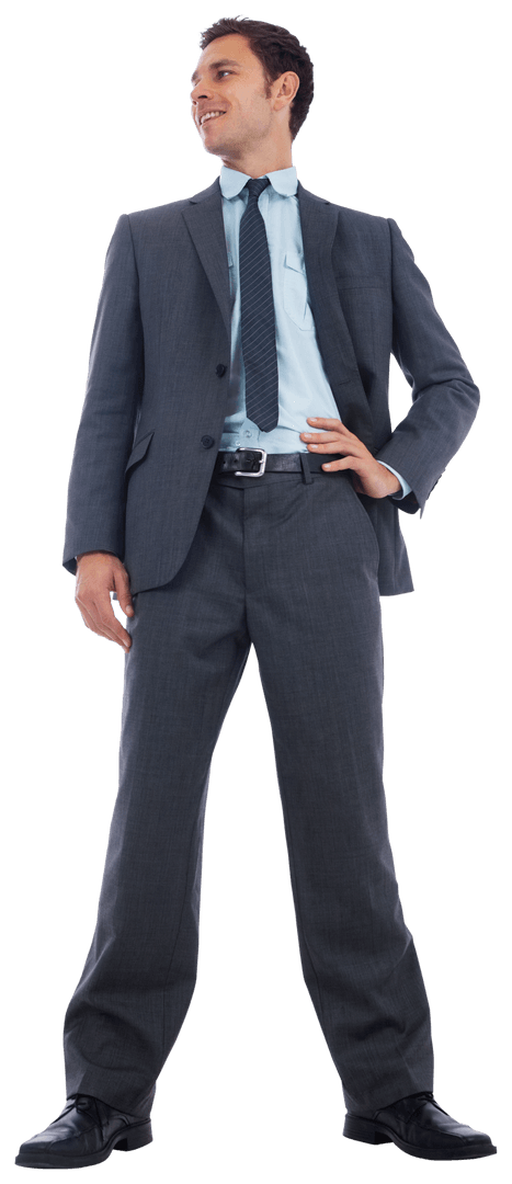 Confident Handsome Businessman Standing on Transparent Background