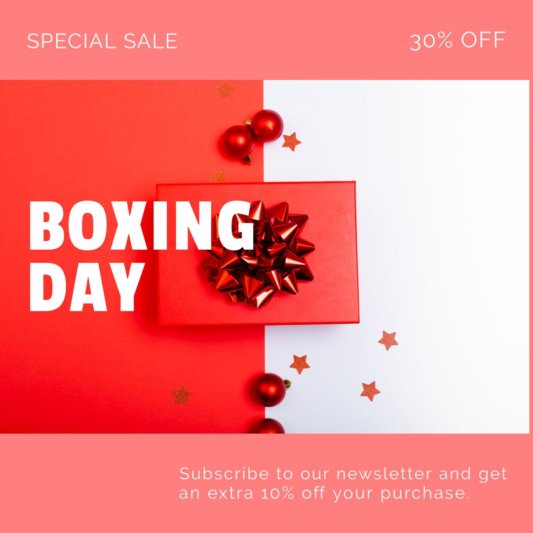 Boxing Day Sale Advertising with Gift and Ornament