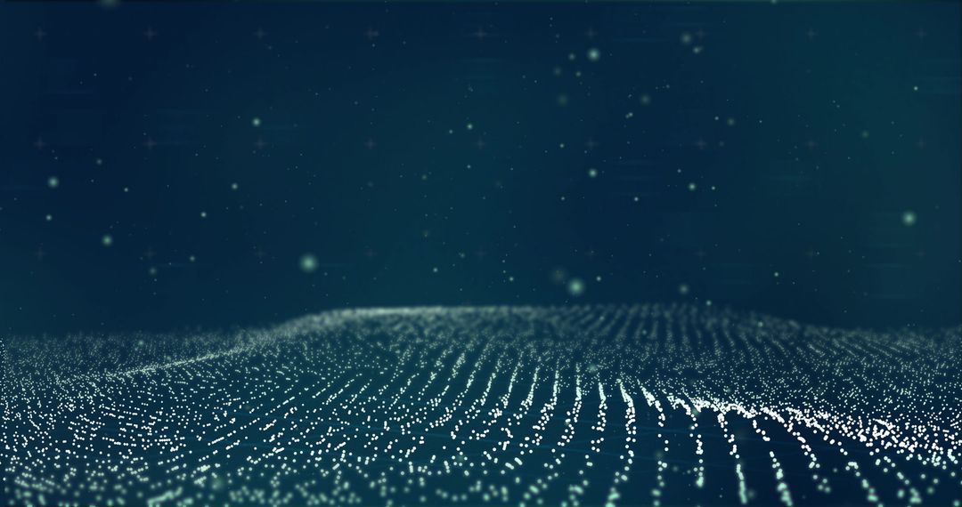 Abstract Glowing Particles on Dark Blue Background