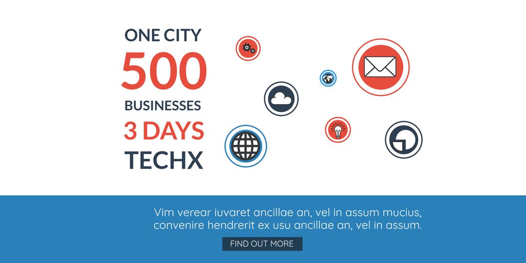 Modern Tech Conference Announcement Template with Connectivity Icons