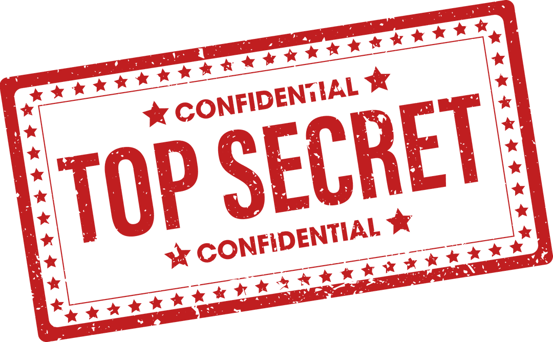 Top Secret Red Stamp on Transparent Background with Confidential Text