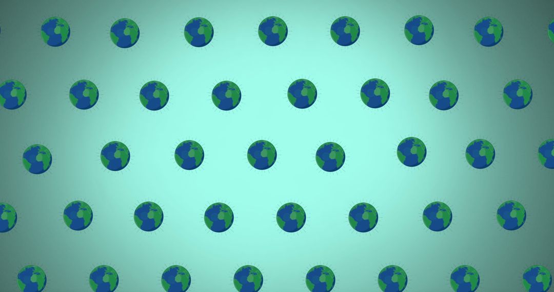 Rotating Globes on Green Background Highlighting Environmental Awareness