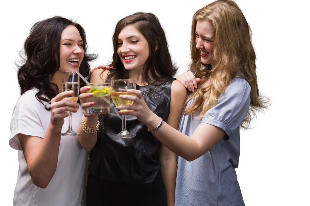 Female friends celebrating with drinks on transparent background - Download Free Stock Images Pikwizard.com