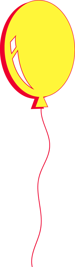 Vibrant Yellow Balloon with Red String on Transparent Background