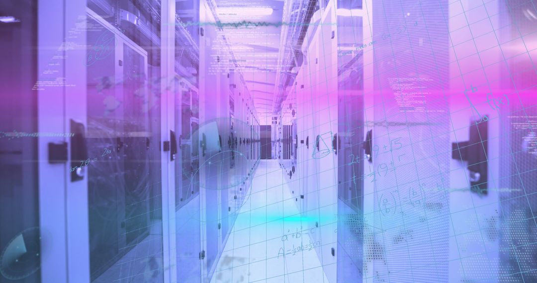 Futuristic Data Center with Holographic Data Overlays