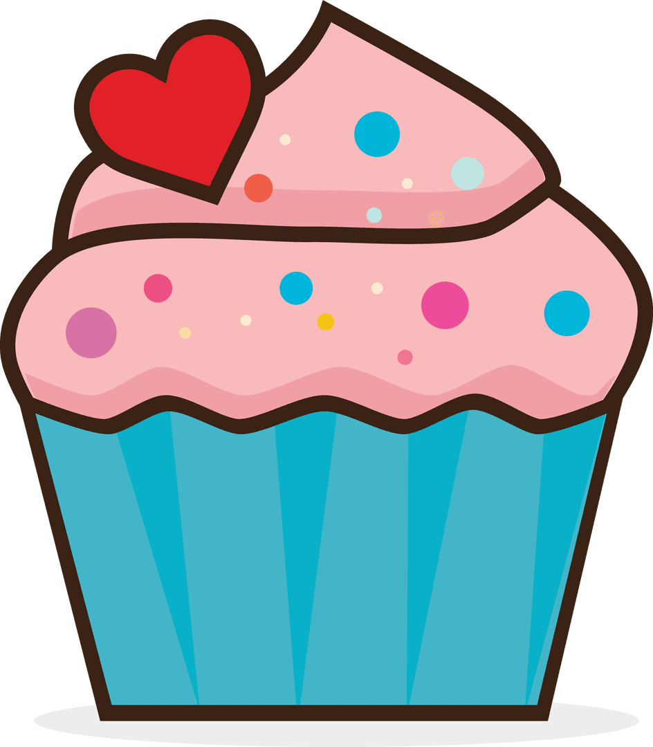 Cupcake Classic Treat with Red Heart Transparent Vector Art