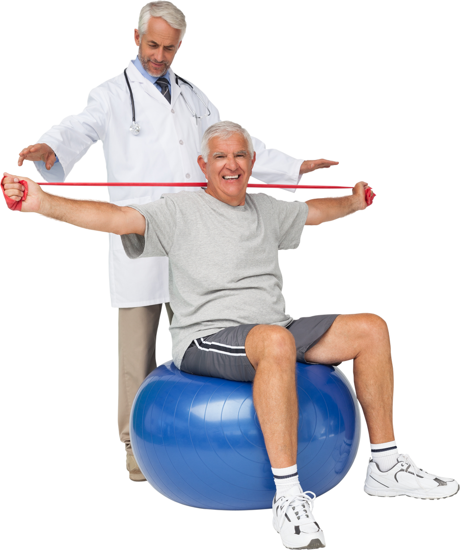 Senior Male Excercising with Physiotherapist Monitoring - Download Free Stock Images Pikwizard.com