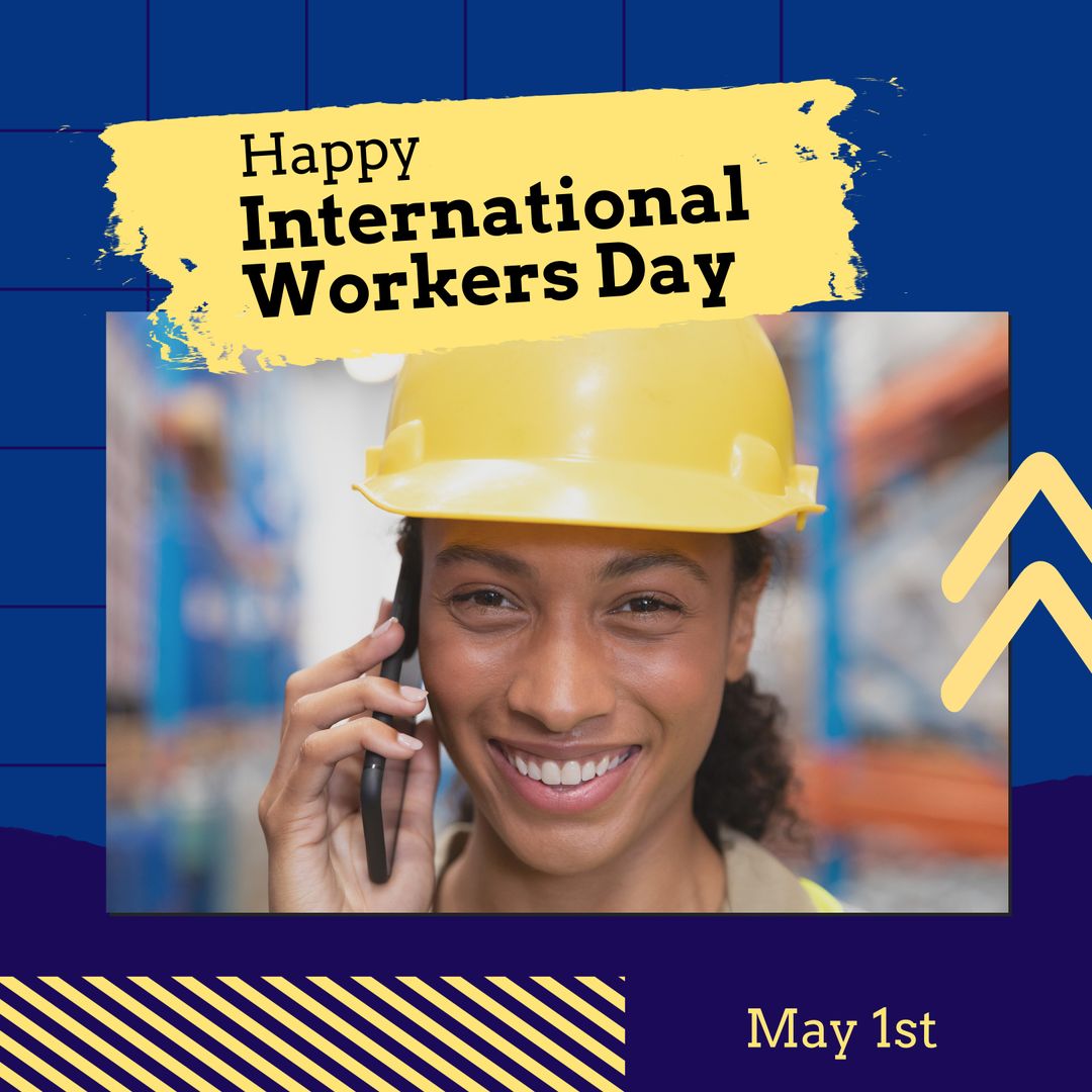 International Workers Day Celebration with Smiling Female Worker