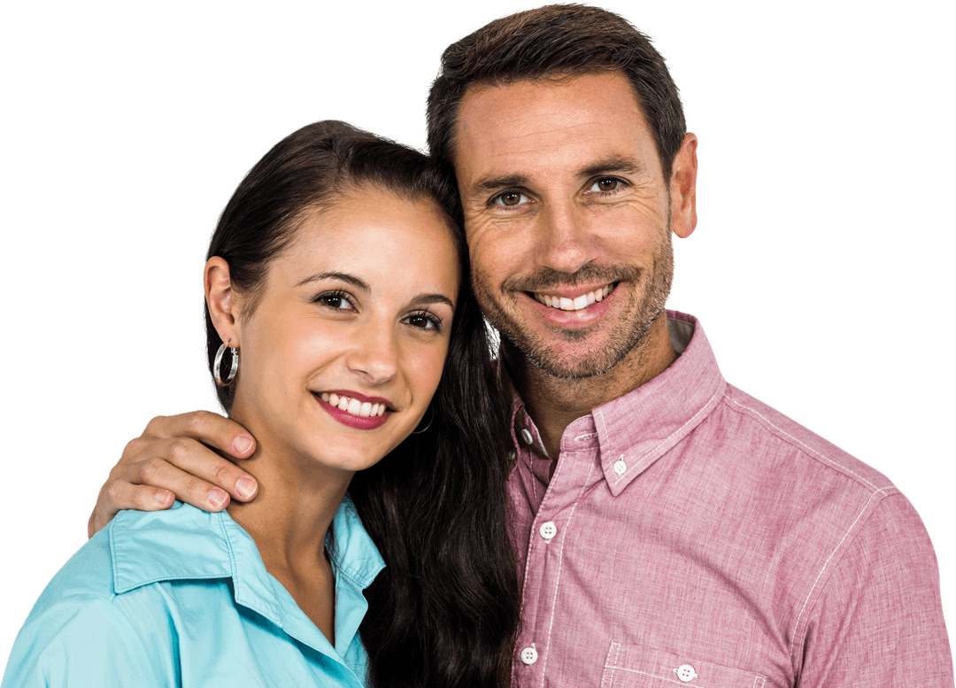 Smiling Couple Posing Together on Transparent Background