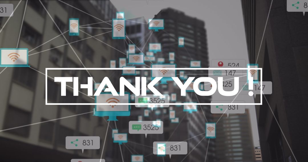 Thank You Message on Digital Urban Network Background