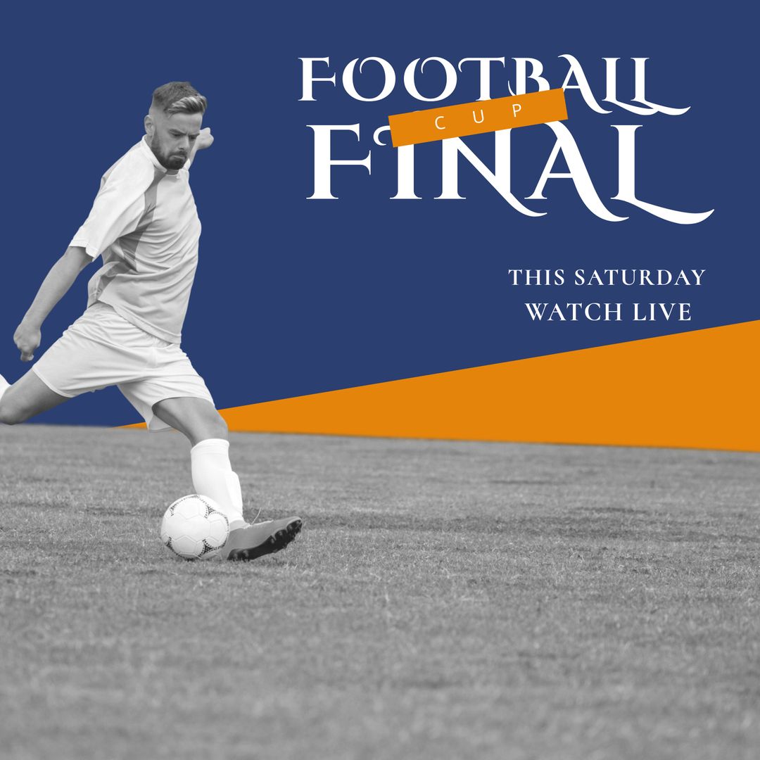 Football Player Kicking Ball During Cup Final Promotion - Download Free Stock Templates Pikwizard.com