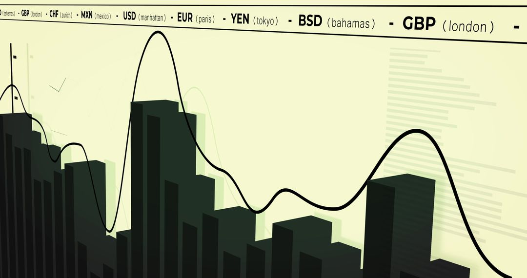 Digital Financial Data Chart with Global Currencies