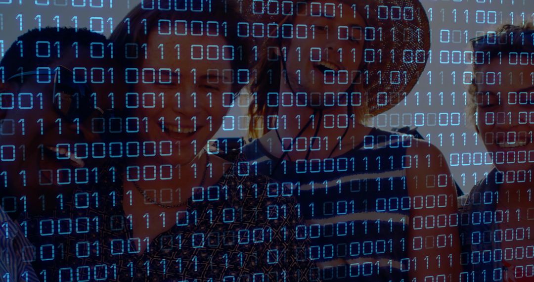 Digital Innovation Team with Binary Code Overlay