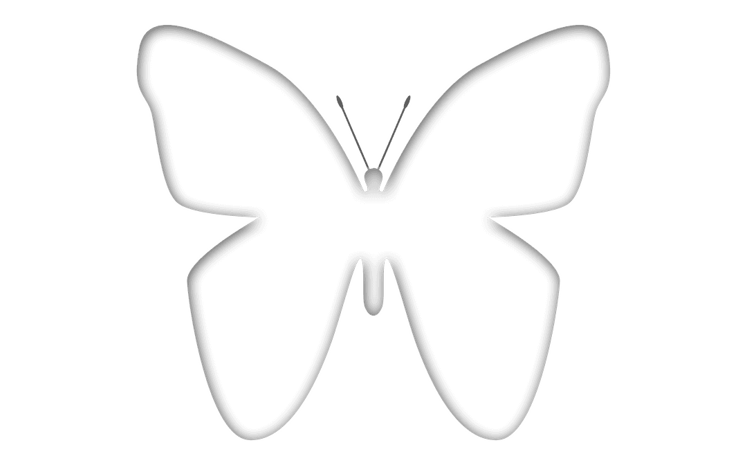 Stylized Black Butterfly Silhouette on Transparent Background