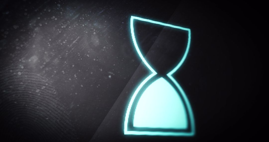 Glowing Digital Hourglass Loading Symbol with Futuristic Design