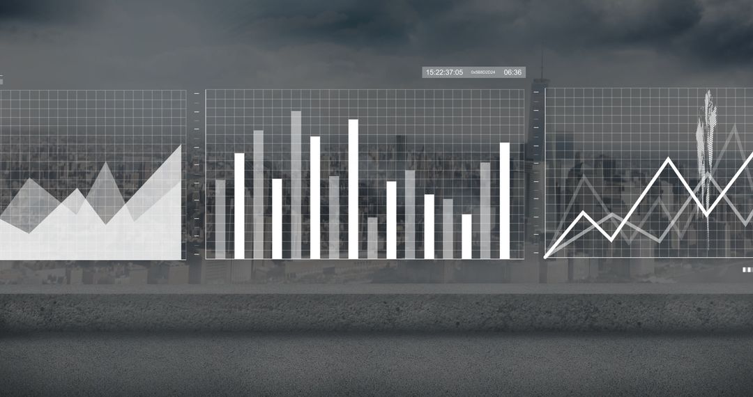 Futuristic Data Analysis Display on Urban Rooftop Scene