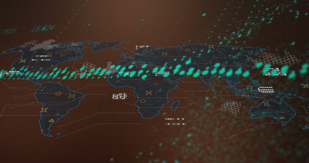 Digital Data Connections across Global Map and Network