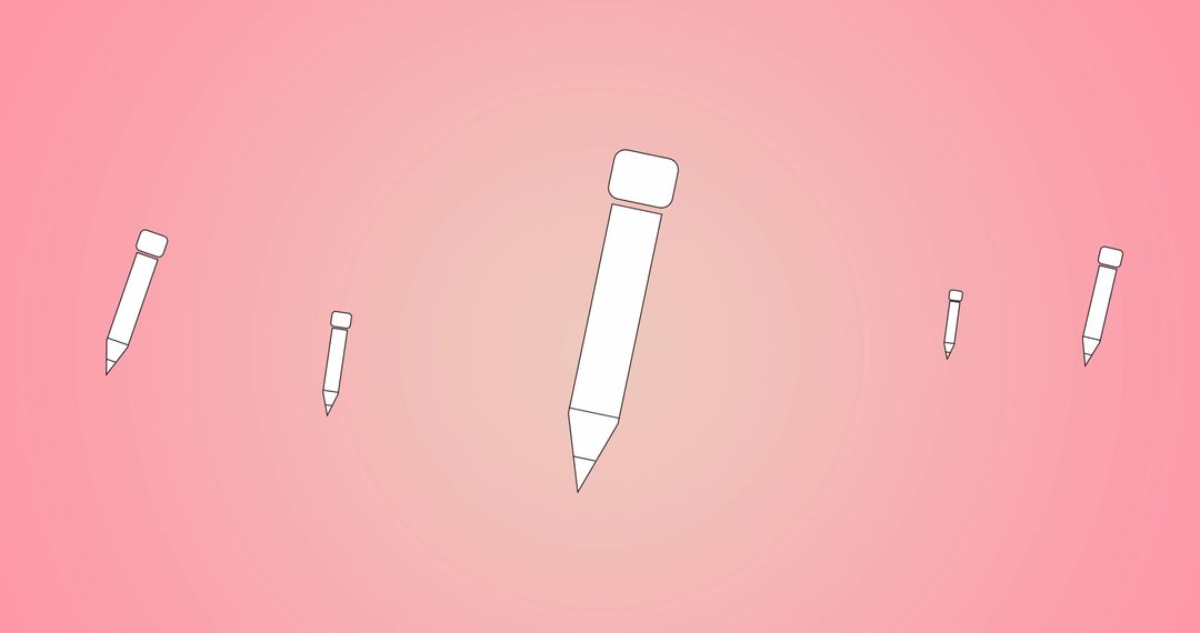 Floating Pencil Icons on Pink Gradient Background