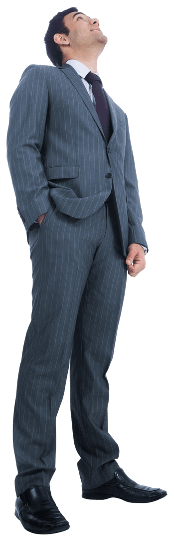 Confident Biracial Businessman Looking Forward on Transparent Background