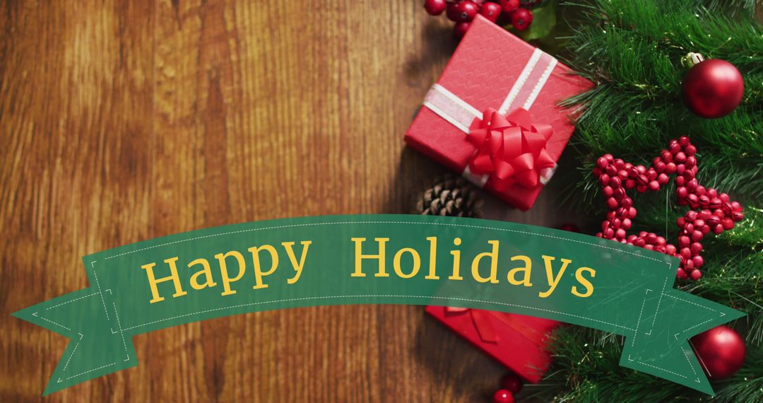 Festive Christmas Holiday Greeting with Gift Decorations