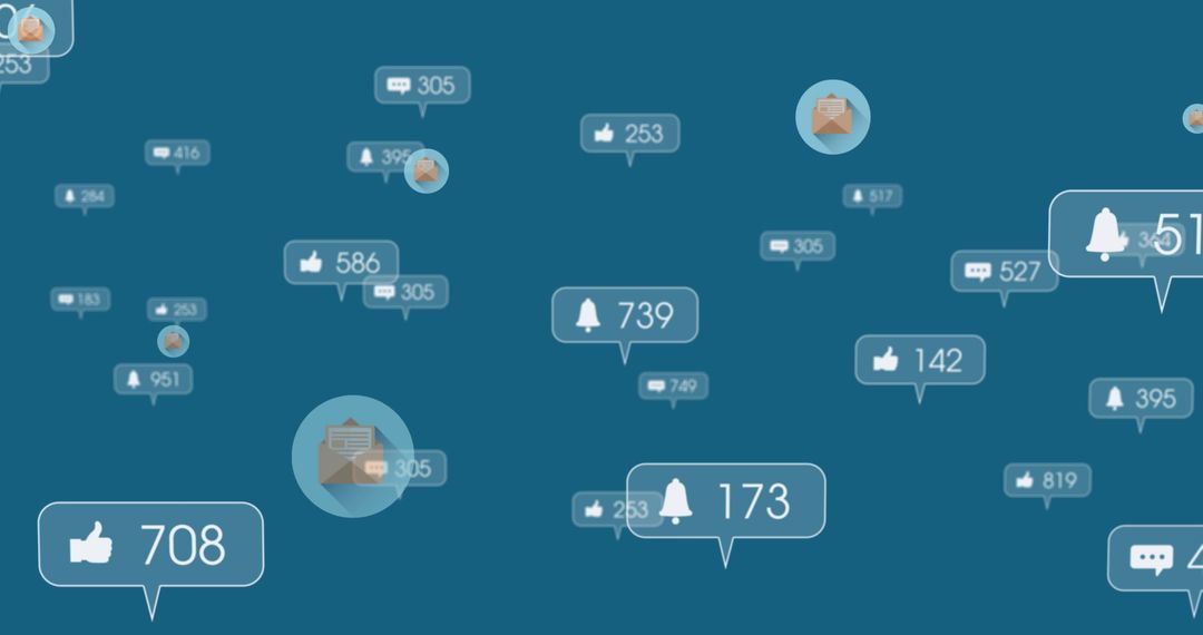 Floating Social Media Notifications Abstract Background Concept
