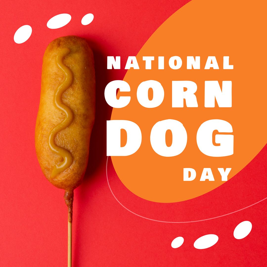 National Corn Dog Day Celebration Banner with Corn Dog on Red Orange Background - Download Free Stock Templates Pikwizard.com