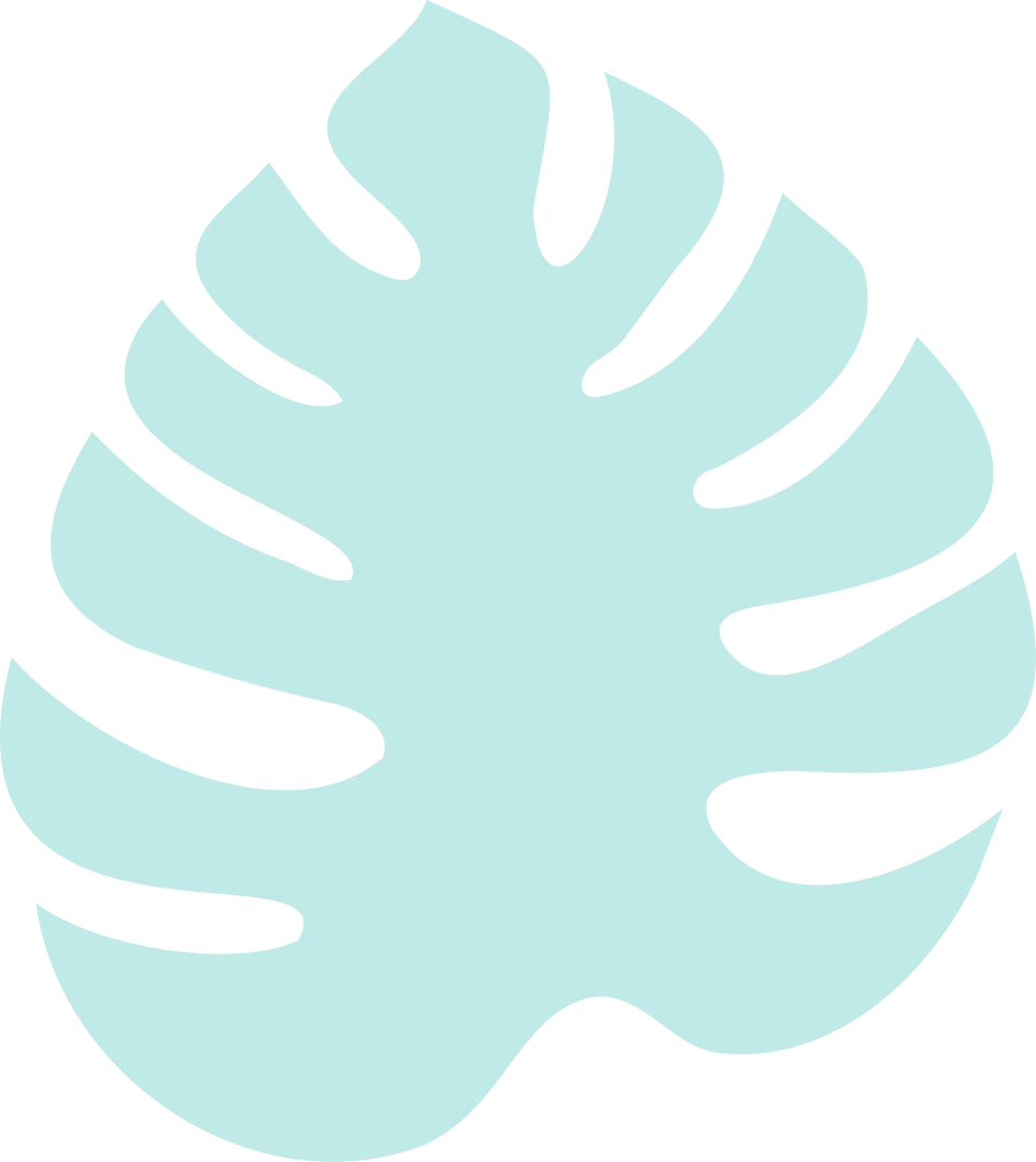 Transparent Monstera Leaf Silhouette in Pale Turquoise
