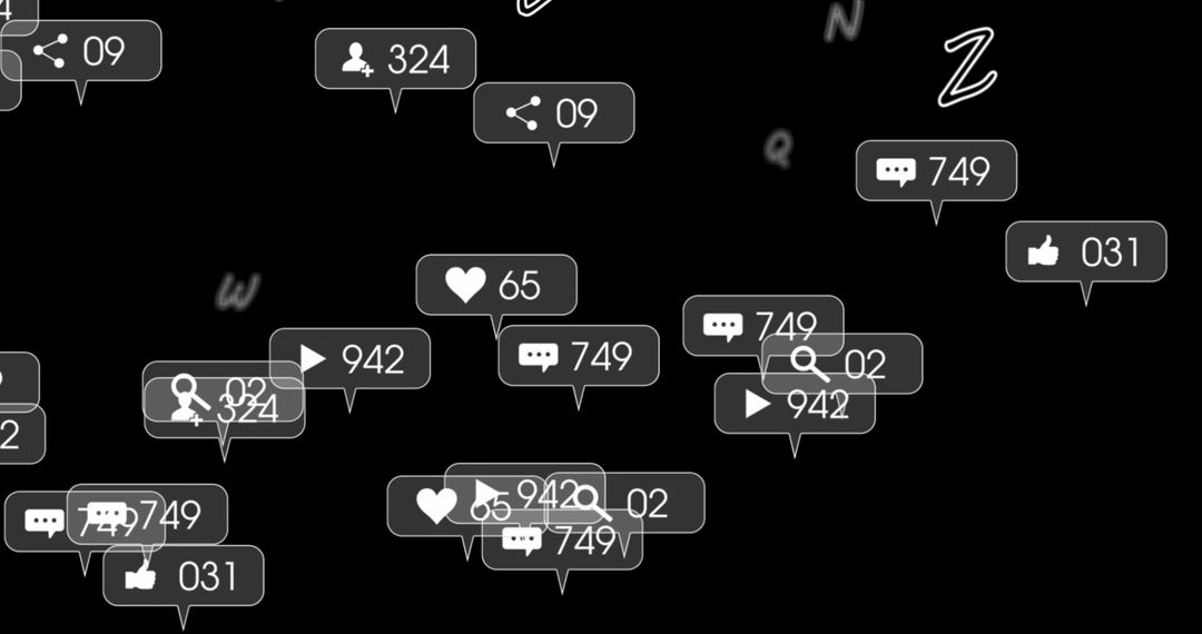 Social Media Notifications Overlay Digital Background