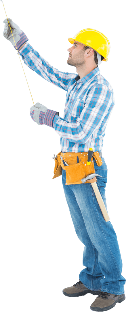 Full View Transparent Construction Worker Measuring