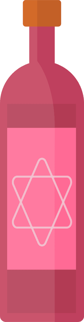 Pink Bottle with Star Label on Transparent Background