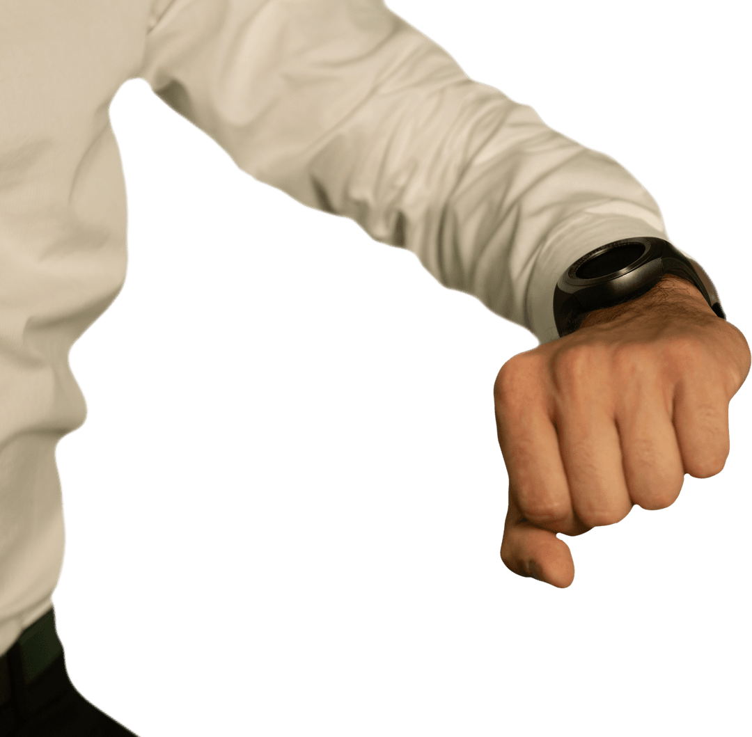 Businessman Checking Time on Affordable Transparent Smartwatch
