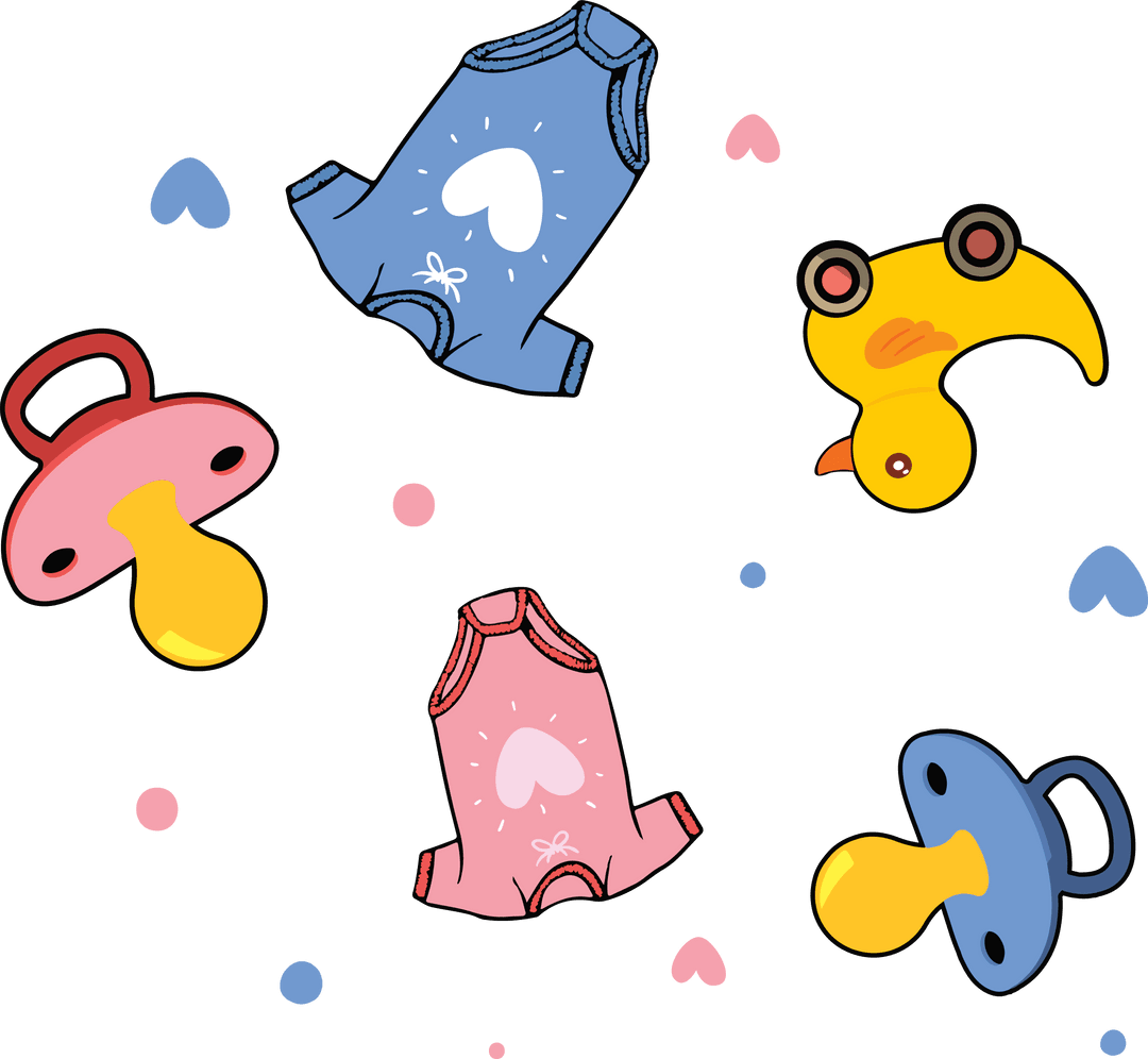 Cute Infant Romper and Pacifier Pattern on Transparent Background